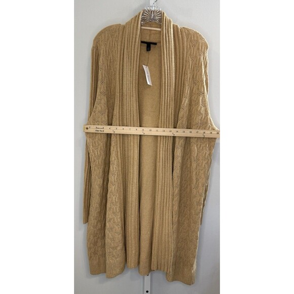 Lane Bryant Women’s 18/20 Plus Open Front Longline Cardigan Sweater Tan Duster - Picture 4 of 8